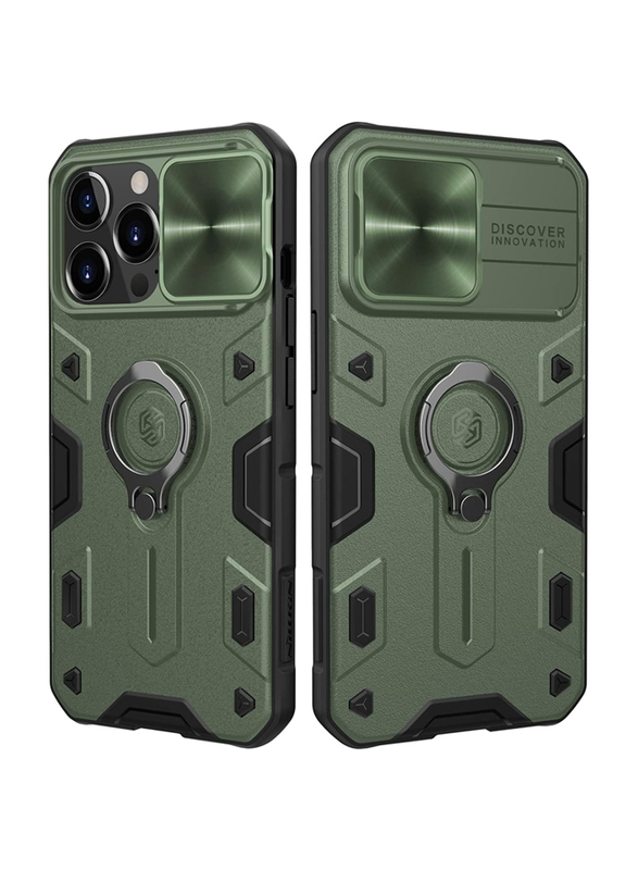 

Nillkin Apple iPhone 13 Pro CamShield Armor Military Grade Mobile Phone Case Cover with Kickstand and Camera Cover, Green