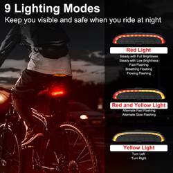 Meilan IPX6 Waterproof Bicycle Taillight with Turn Signals & Brake Light USB Rechargeable Bike Rear Light Bluetooth Remote Control, Black