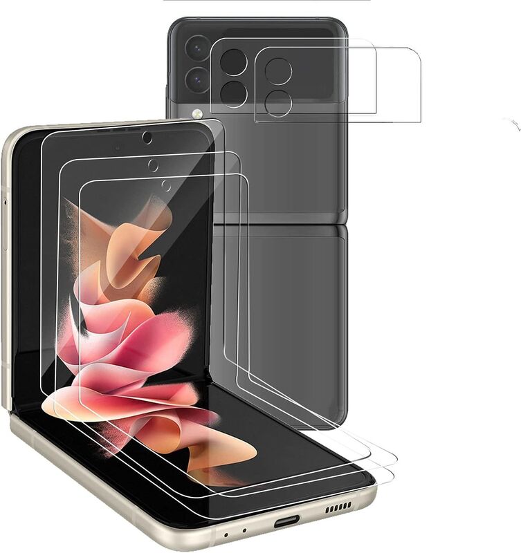 Samsung Galaxy Z Flip 3 5Gg 3 x Soft Front Screen Protector + 2 x Inside Camera Protector, Clear