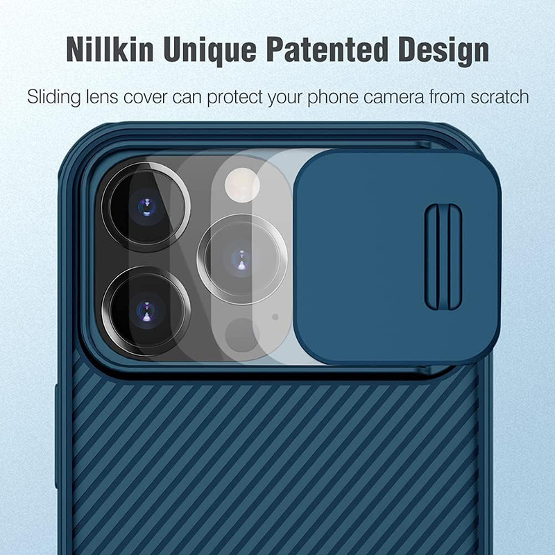 Nillkin Apple iPhone 13 Pro 6.1-Inch Cam Shield Pro Slim Hard PC Camera Protective Anti-Scratch Mobile Phone Case Cover, Blue