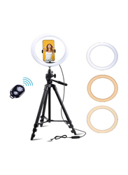 10-Inch Selfie Ring Light with 40-Inch Extendable Tripod Stand & Phone Holder, Black