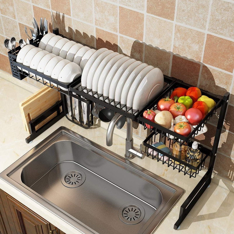 Sulfar Over Sink Dish Drying Rack, 33.5-inch, Black