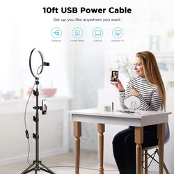 10-inch Perfect Selfie LED Ring Light with Stand and Phone Holder, Black/White