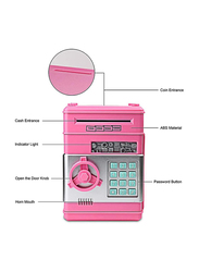 Electronic ATM Password Cash Coin Can Auto Scroll Paper Money Saving Box Toy Gift for Kids, Pink