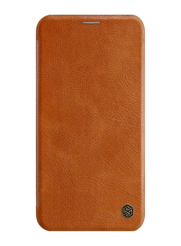 Nillkin Qin Apple iPhone 11 Pro Max Slim Premium PU Leather Flip Mobile Phone Case Cover with Card Holder, Brown