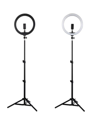 12-inch LED Selfie Ring Light with 210cm Tripod Stand and Phone Holder, Black/White