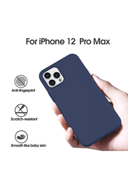 X-Level Apple iPhone 12 Pro Max 6.7-Inch Silicone Slim Thin Soft Gel Rubber Camera Protection Anti-Slip Anti-Scratch Microfiber Lining Cushion Shockproof Case Cover, Navy Blue