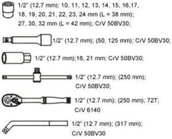 Yato 25 Piece Socket Set, YT-12671, Multicolour