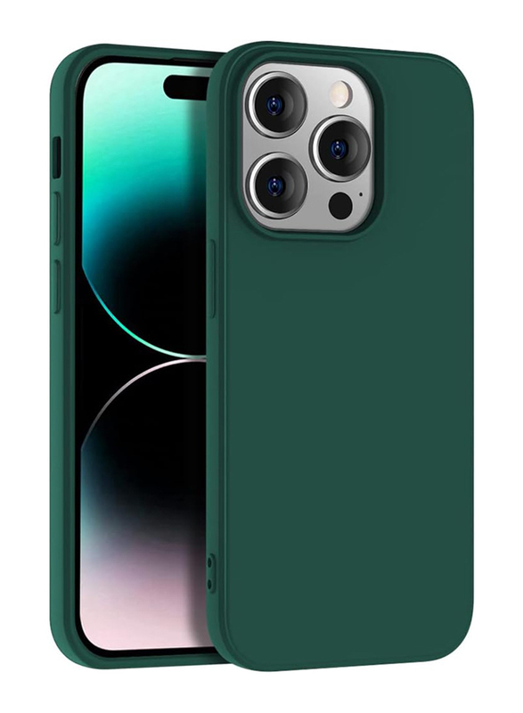 X-Level Apple iPhone 14 Pro 6.1-Inch 2022 Ultra-Thin Slim Soft Gel Rubber with Camera Protection Silicone Dynamic Series Case Cover, Midnight Green