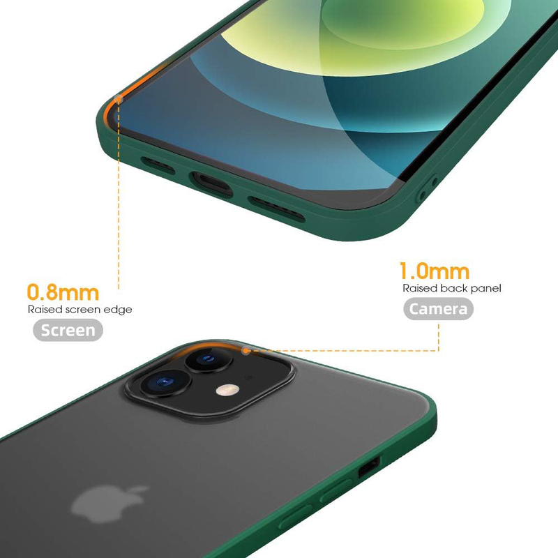 X-level Apple iPhone 12 Pro/iPhone 12 6.1"(2020) Slim Matte Finish Military Grade Protective Hard Back Mobile Phone Case Cover with Soft Edge Bumper Shockproof and Anti-Drop Case, Green/Black