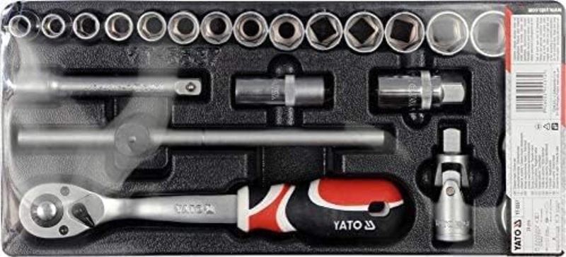 Yato 24-Piece Drawer Insert with Socket Set, YT-5537, Multicolour