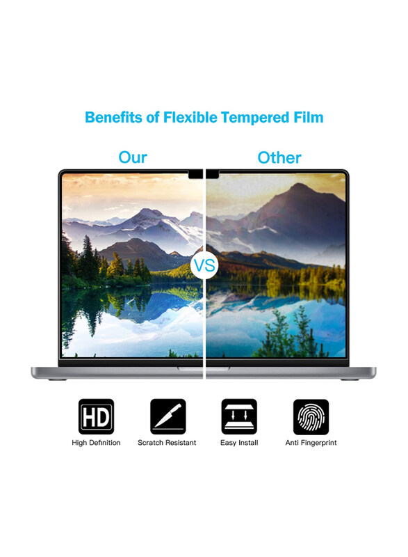 Flexible Glass Screen Protector for MacBook Pro 16-Inch 2021 M1 Pro/M1 Max A2485, Clear