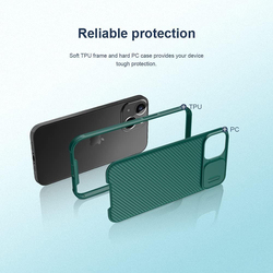 Nillkin Apple iPhone 13 Mobile Phone Case Cover with Slide Camera Cover and Case CamShield Pro Lens Protection, Green