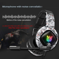 Onikuma K19 3.5mm Wired Over Ear Noise Cancelling Gaming Headset with Mic, White/Black