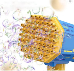 69 Holes Bazooka Bubble Machine with Colourful Light Bubble Maker Gun, Multicolour