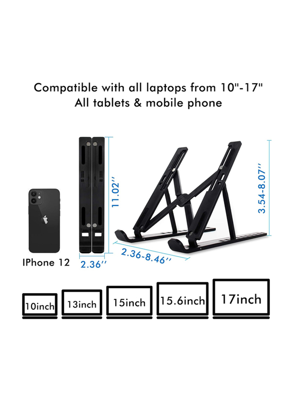 Multi-Angle Foldable Portable Laptop Stand, Black