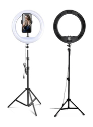 Premium 7 Feet Metal Tripod With 12-Inch Led Ring Light, White