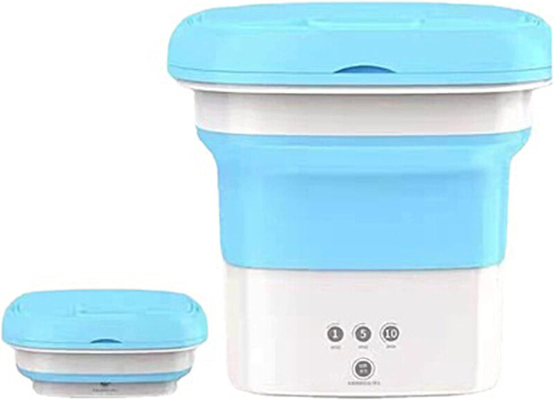 

Generic Foldable Mini Small Washing Machine with Drain Basket, Blue