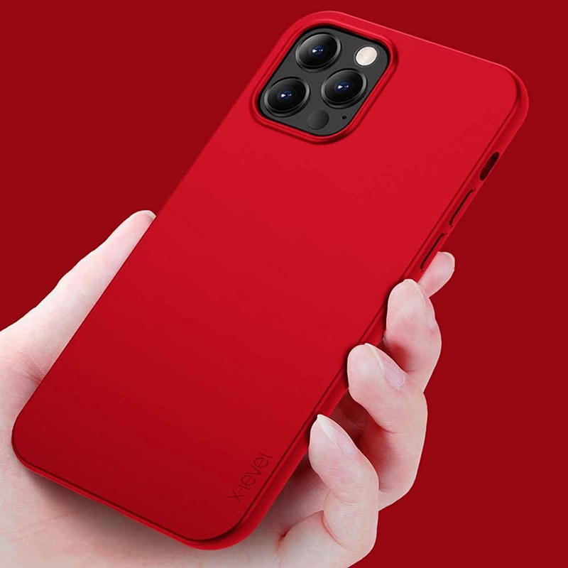 X-Level Apple iPhone 12 Pro Max 6.7-Inch 2020 Ultra-Thin Soft Flexible TPU Matte Finish Coating Grip Slim Fit Phone Case Light Back Cover Guardian Series, Red