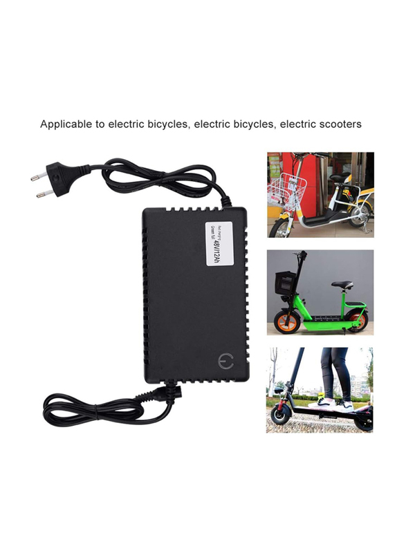 48V Durable E-Bike Battery Quick Charger Solid Firm Simple for Electric Bicycles Scooters, Black