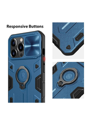 Nillkin Apple iPhone 13 pro Military-grade Impact-Resistant Shockproof Mobile Phone Case Cover with Rotate Ring Kickstand and Slid Camera Cover, Blue