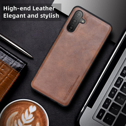 X-Level Samsung Galaxy A13 5G Case Ultra-Thin Slim Premium PU Leather Elegant Soft TPU Bumper Shockproof Protective Mobile Phone Case Cover, Brown