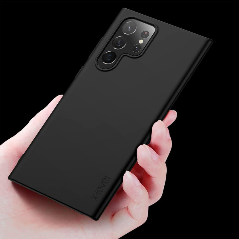 X-Level Samsung Galaxy S22 Ultra Ultra-Thin Slim Fit Soft TPU Guardian Series Light Protective Matte Finish Coating Mobile Phone Case Cover, Black