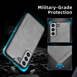 X-level Samsung Galaxy S22 5G Anti-Scratch Premium PU Leather Soft TPU Bumper Shockproof Protective Mobile Phone Case Cover, Grey