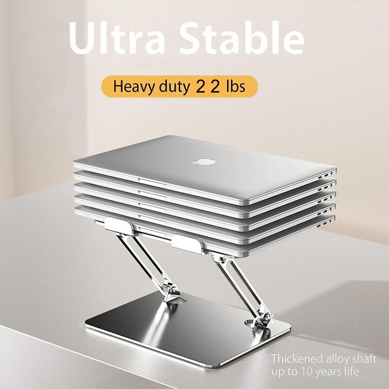 Foldable Height Adjustable Ergonomic Computer Stand, Silver