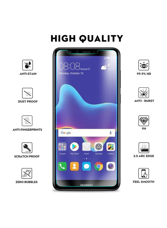 ELTD Huawei Y9 2019 Anti-Scratch Full Coverage Tempered Glass Screen Protectors, Clear