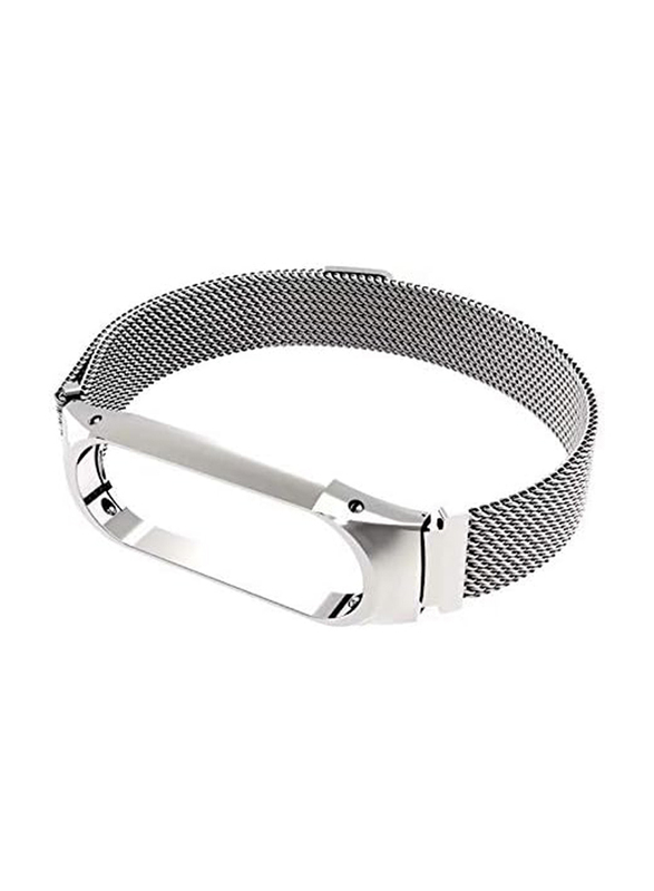 Replacement Bracelet Stainless Steel Milanese Loop Magnet Strap for Xiaomi Mi Band 3, Silver