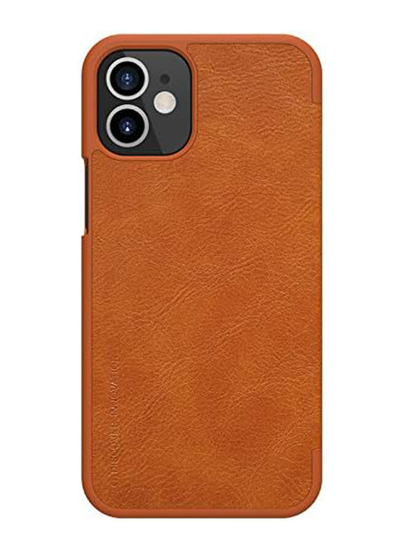 Nillkin Qin Apple iPhone 12 Mini Leather Flip Mobile Phone Case Cover, Brown