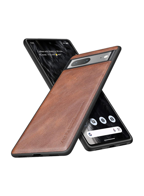 X-level Google Pixel 7 5G (2022) Ultra-Thin Slim Premium PU Leather Elegant Soft TPU Bumper Shockproof Protective Mobile Phone Case Cover, Brown