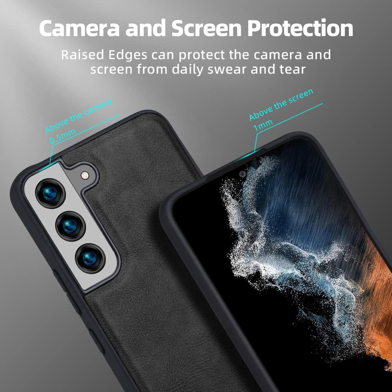 X-level Samsung Galaxy S22 Plus 5G Anti-Scratch Premium PU Leather Soft TPU Bumper Shockproof Protective Mobile Phone Case Cover, Black