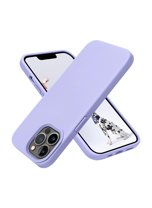 Otofly Apple iPhone 13 Pro Liquid Silicone Slim Protective Shockproof Anti-Scratch Microfiber Lining Mobile Phone Case Cover, Light Purple