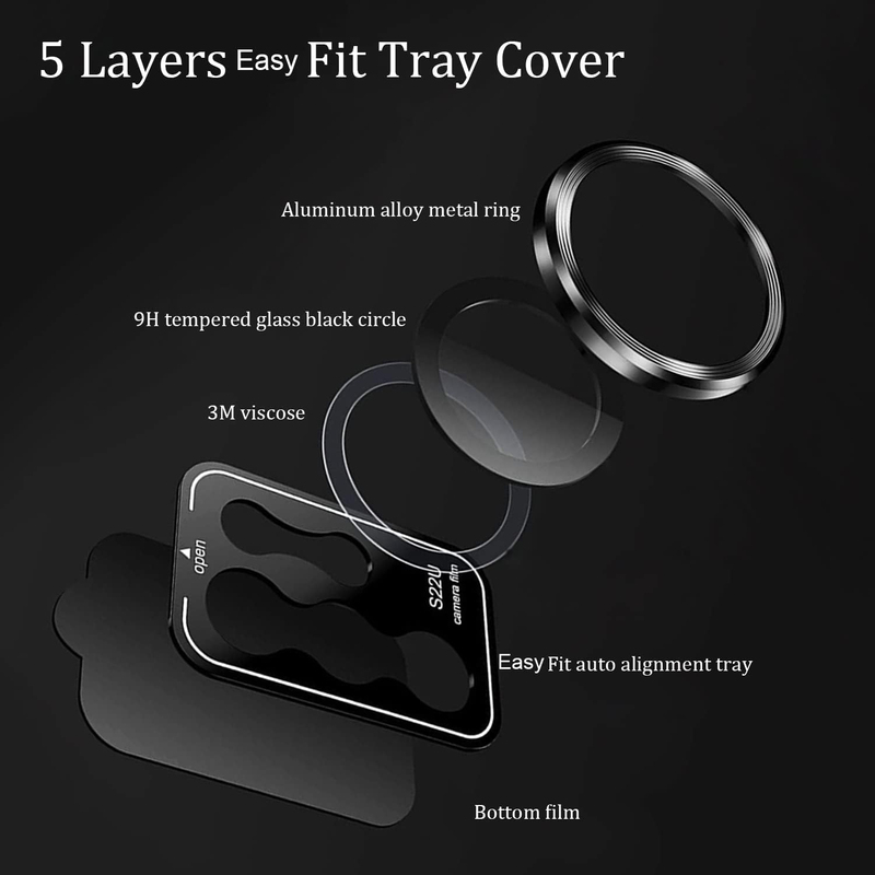 Samsung Galaxy S22 Ultra Camera Lens Tempered Glass Protector, Black