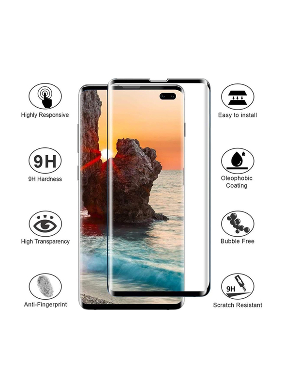 Samsung Galaxy S10 Plus Transparent Reinforced Corners TPU Mobile Phone Case Cover with 2-Piece Premium Tempered Glass Screen Protector, Clear