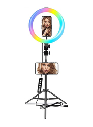 Coku Ckmj26 10.2-Inch Rgb Selfie Ring Light With 70-inch Stand, Multicolour