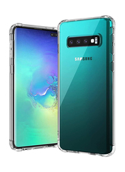 Samsung Galaxy S10 Plus Transparent Reinforced Corners TPU Mobile Phone Case Cover with 2-Piece Premium Tempered Glass Screen Protector, Clear