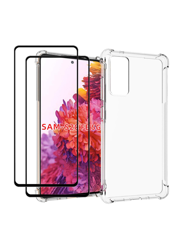 Samsung Galaxy S20 FE/S20 FE 5G/ S20 Lite/Galaxy S20 FE 2022 Mobile Phone Case Cover with Tempered Glass, 2 Piece, Clear