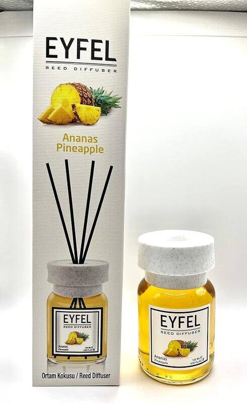 

Eyfel Pineapple Reed Diffuser Set 120ML Premium Long-Lasting Fragrance with Elegant Diffuser Sticks for Bathrooms, Living Spaces, Offices, Shops & Showroom