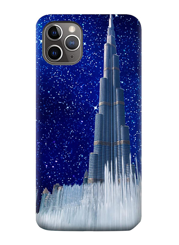 Apple iPhone 11 Pro Protective TPU Mobile Phone Case Cover with Burj Khalifa On A Starry Night Design, Blue