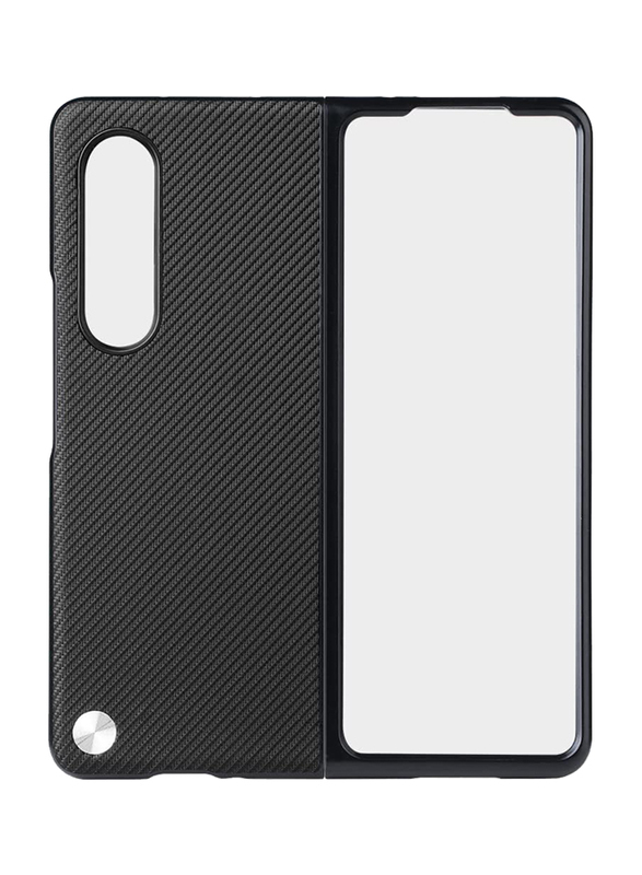 X-level Samsung Galaxy Z Fold 3 5G Strudy Carbon Fiber Heavy Duty Shockproof Hard PC Back Mobile Phone Case Cover Designed, Black