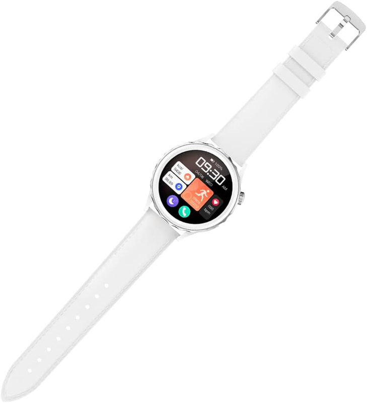 G-tab GT5 Pro 1.32 Inch Smartwatch for Women, White/Silver