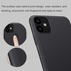 Nillkin Apple iPhone 11 Frosted Shield Anti Fingerprints Hard Mobile Phone Case Cover with Kickstand, Black