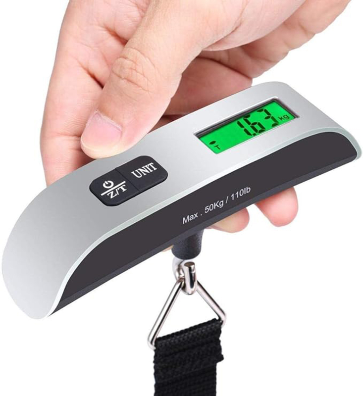 Ultechnovo Unisex Digital Portable Handheld Hanging Baggage/Luggage Scale with LCD Display, 50 kg/110 Lbs, Silver