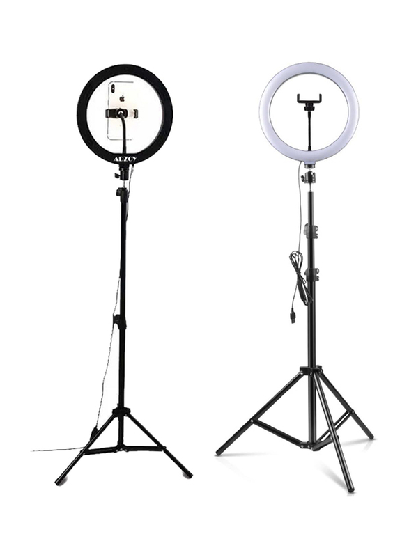 Premium Combo of 6.9 Feet Strong Metal Tripod/camera Stand With 10-Inch Ring Light, Black