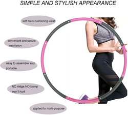 Weighted Soft Foam Hula Hoop for Exercise Detachable Design, Pink/Grey