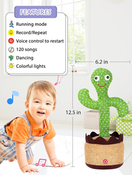 2022 Latest Dancing Cactus Voice Activated Reboot Talking Cactus Baby Toys, Green