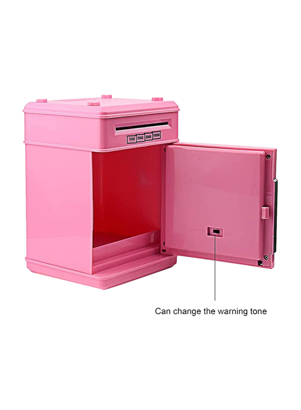 Electronic ATM Password Cash Coin Can Auto Scroll Paper Money Saving Box Toy Gift for Kids, Pink